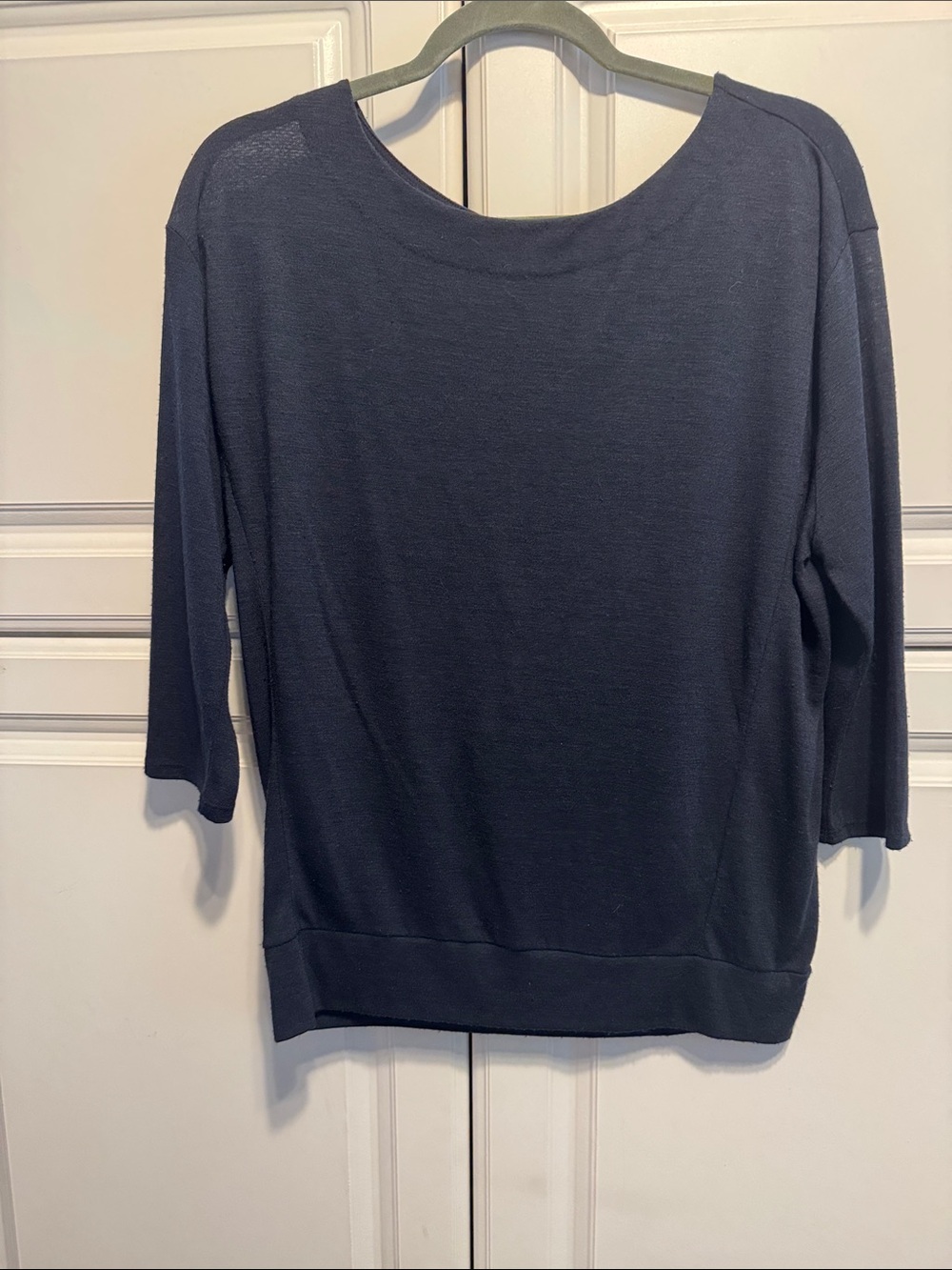 LOFT Navy Relaxed Boatneck Three Quarter Sleeve Top